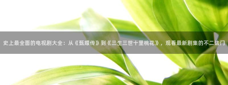 伊人影院98：史上最全面的电视剧大全：从《甄嬛传》到《三生三世十里桃花》，观看最新剧集的不二法门